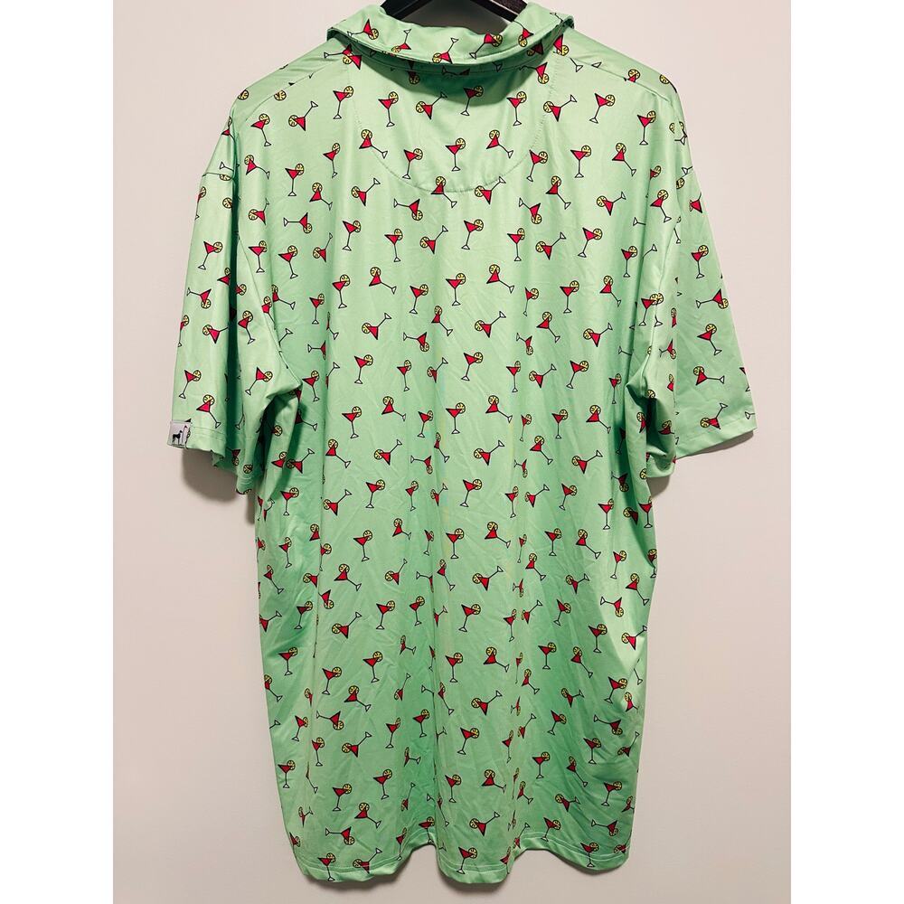 Proud Ninety Men’s 2XL Golf Polo Mint Green Martini Cocktail Print Shirt - Picture 2 of 7